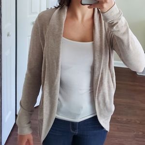 Ambiance Apparel Tan Open Front Cardigan